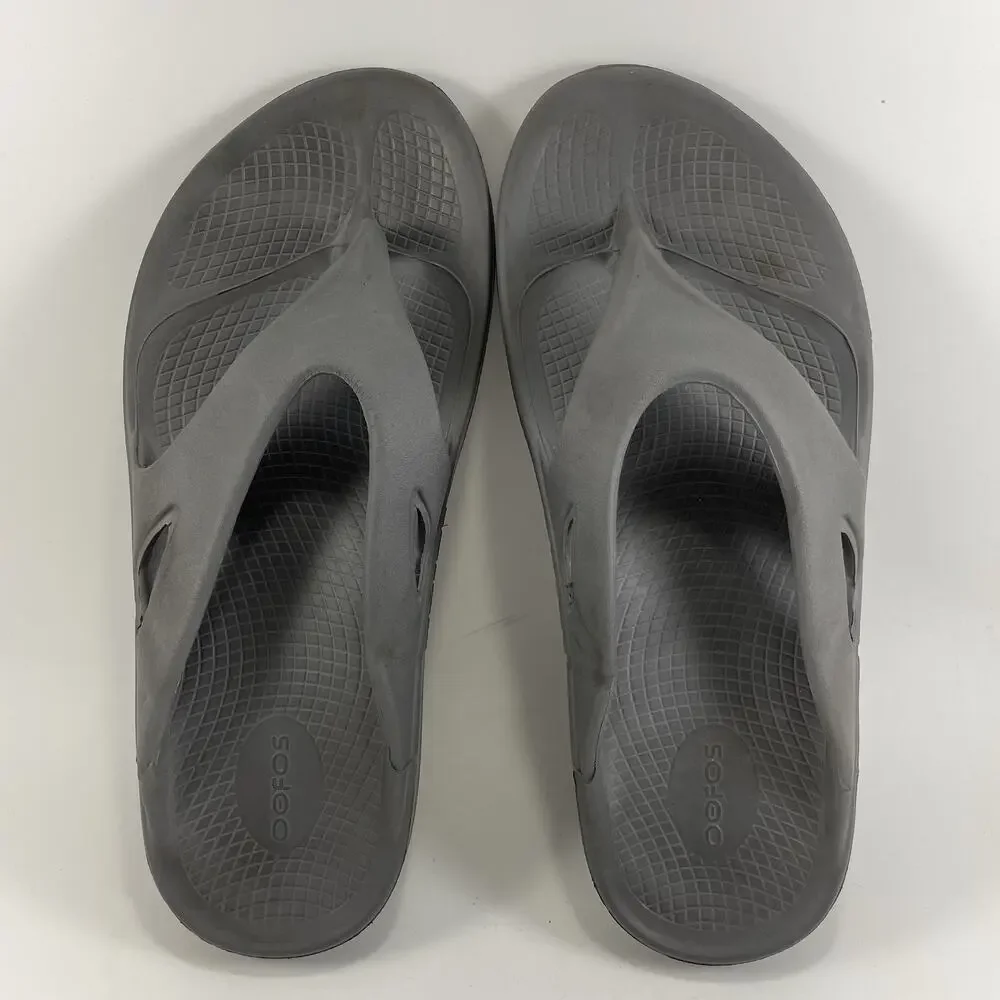 Oofos Ooriginal Flip Flops Mens Size 10 Womens Size 12 Gray Comfort Recovery